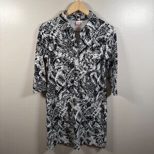 Persifor Winpenny Dress Size Small Black Palm Print Stretch Travel Comfy